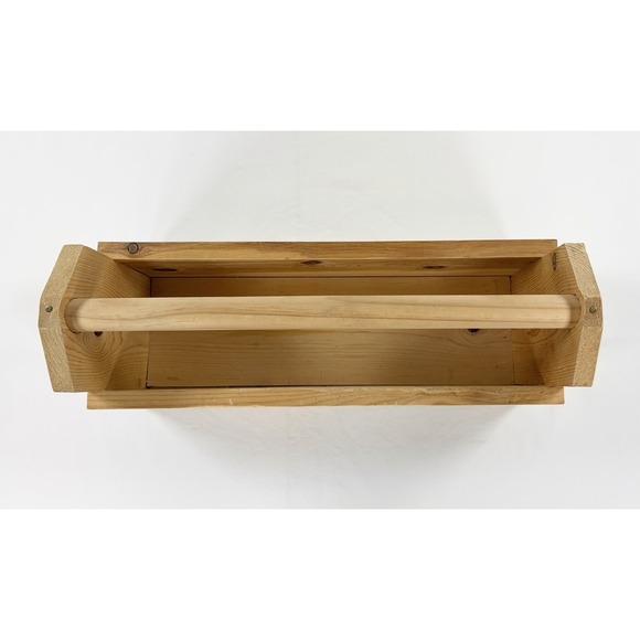 Handmade Solid Pine Wooden Tool Box Caddy Rustic Garden Tote Organizer 20x7x10" - Picture 3 of 13